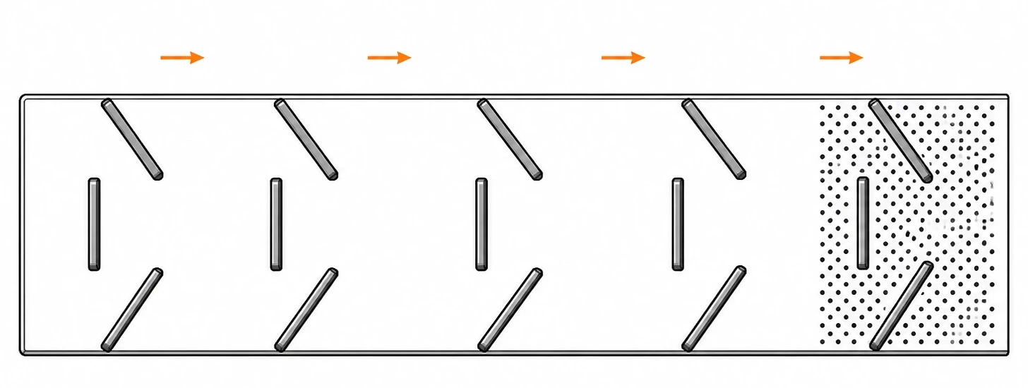 Anonymous technical line drawing showing a generic shot blasting rubber track cleat layout